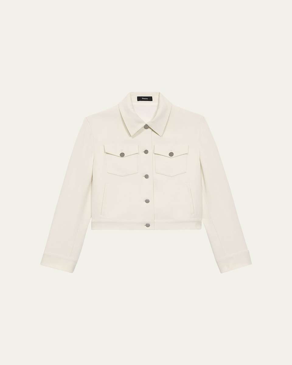 Shrunken Crepe Trucker Jacket